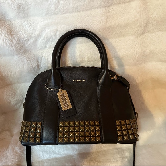 Coach Black and Gold Studded Women's Satchel Bag - Picture 2 of 10